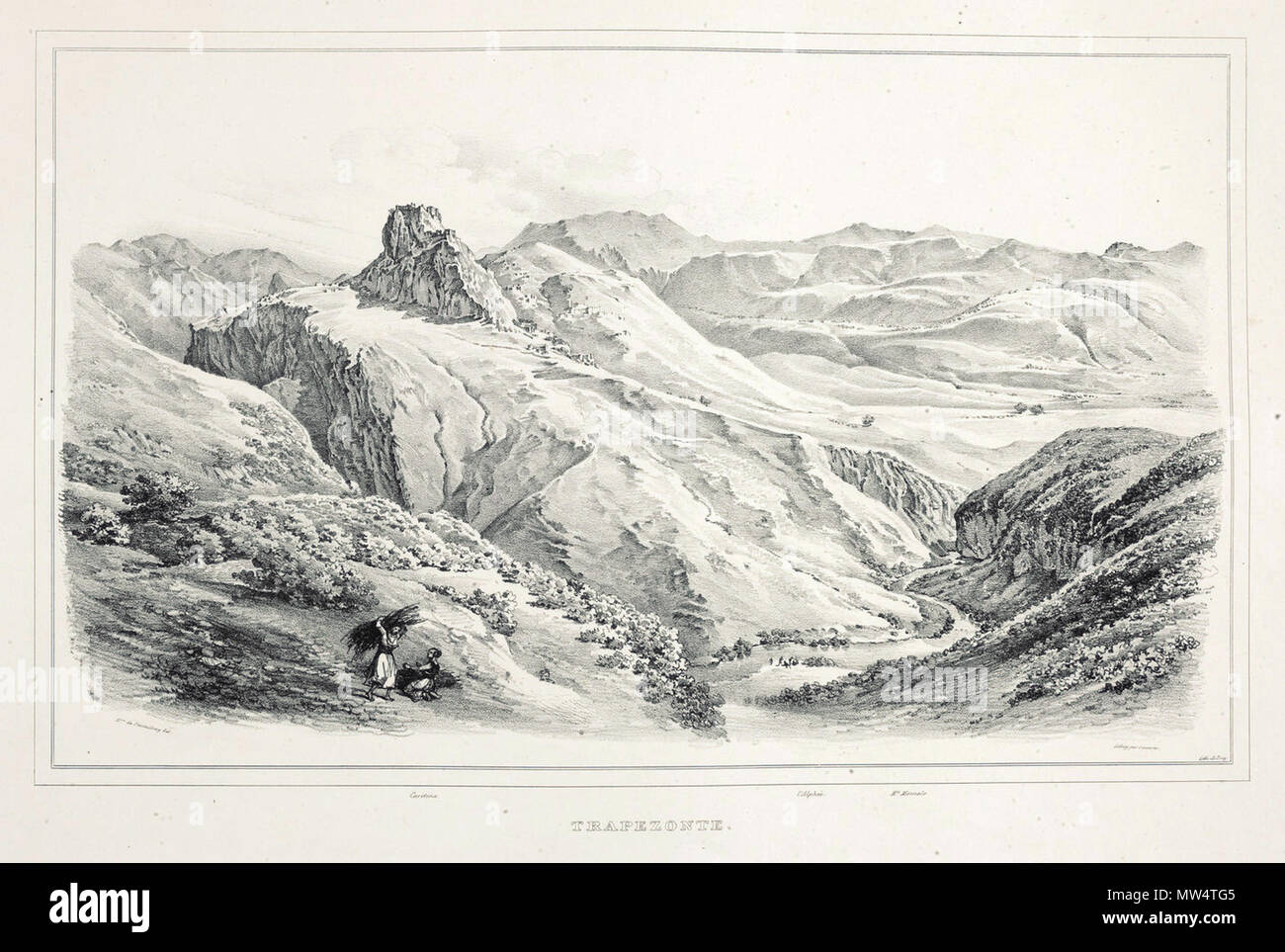. English: Drawing of Bathos, near Trebizond (Trabzon, Turkey) . 11 August 2014, 16:59:46. Otto Magnus von Stackelberg (1786-1837) 74 Bathos, Trebizond Stock Photo