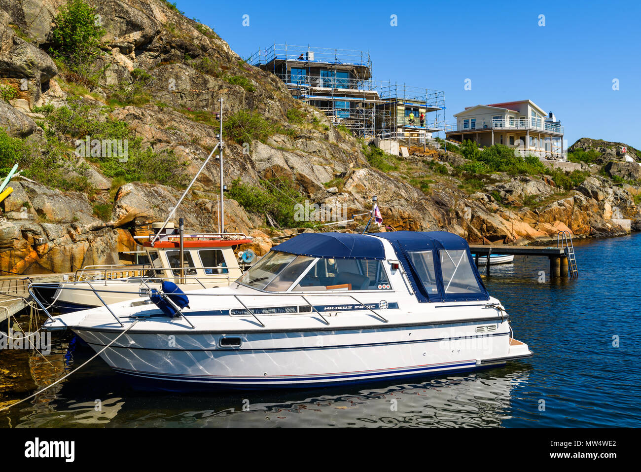 Ronnang, Tjorn, Sweden - May 18, 2018: Travel documentary of everyday life and place. Coastal real estate development is visible everywhere in the reg Stock Photo