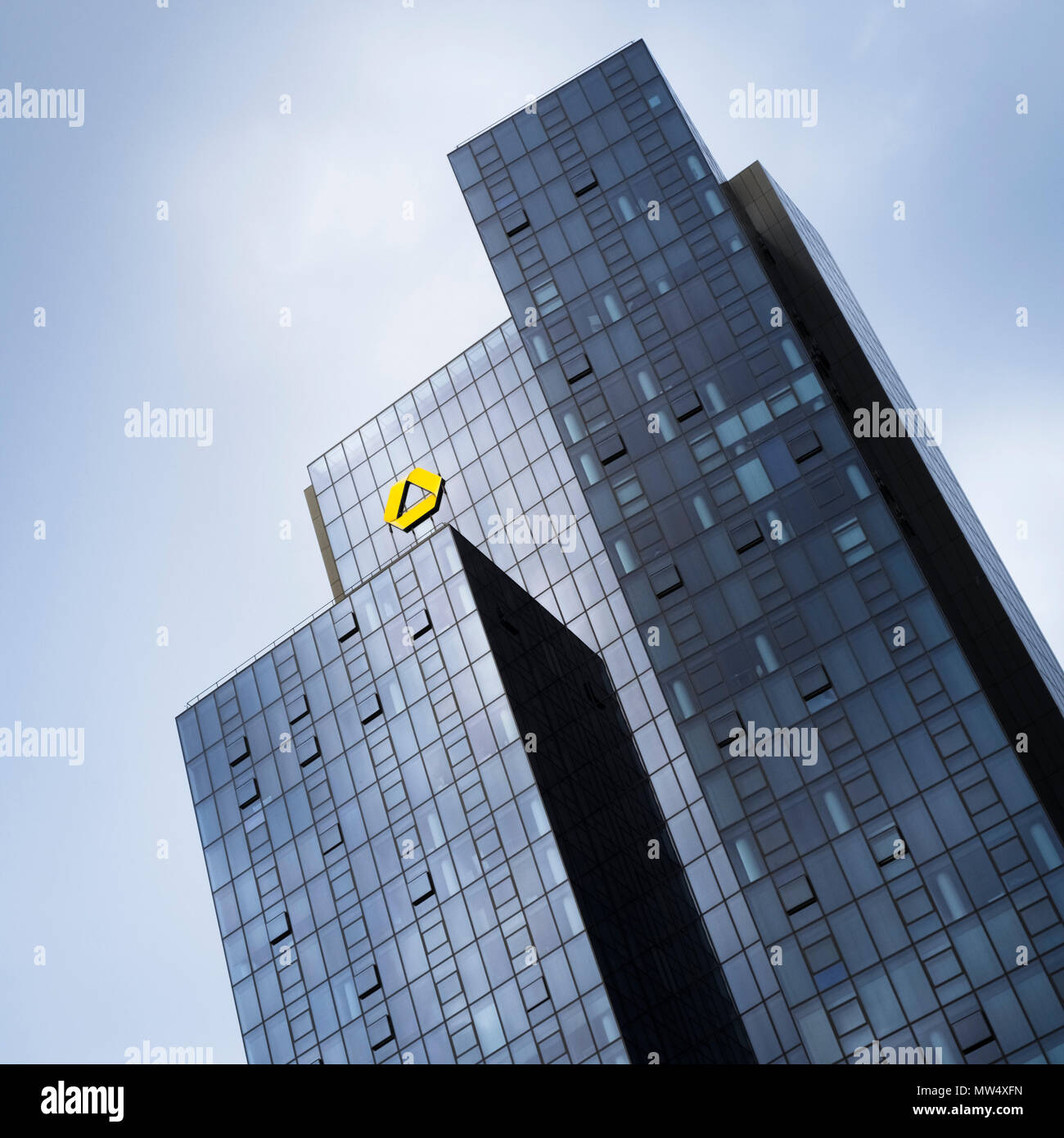 The Commerzbank Gallileo office tower, a modern 38-storey skyscraper in the Bahnhofsviertel district of Frankfurt am Main, Hesse, Germany Stock Photo