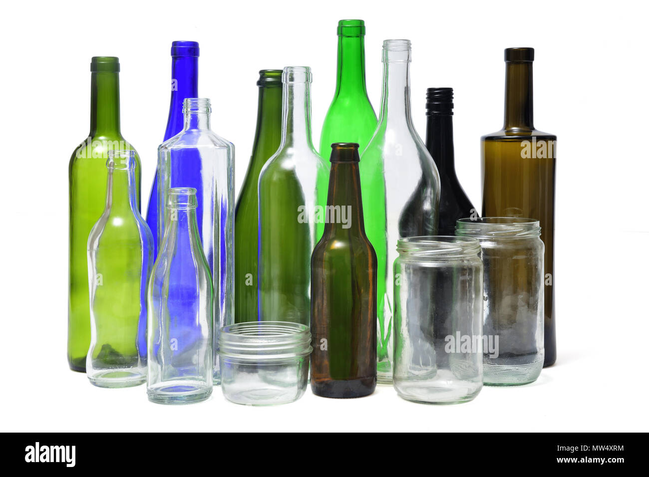 recyling glass on white background Stock Photo