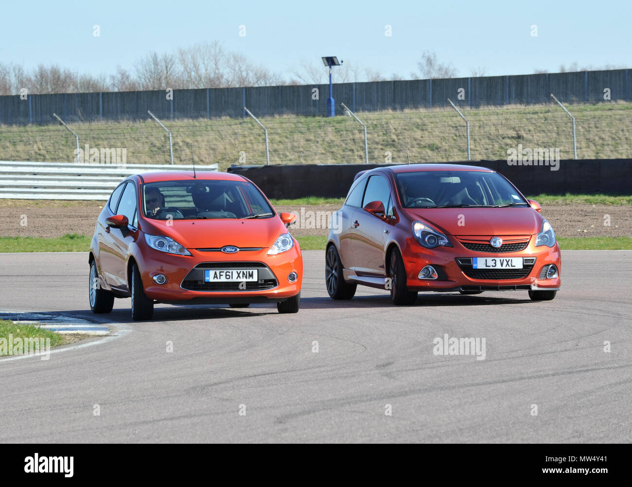 2012 Ford Fiesta and Vauxhall Corsa rivals on track Stock Photo