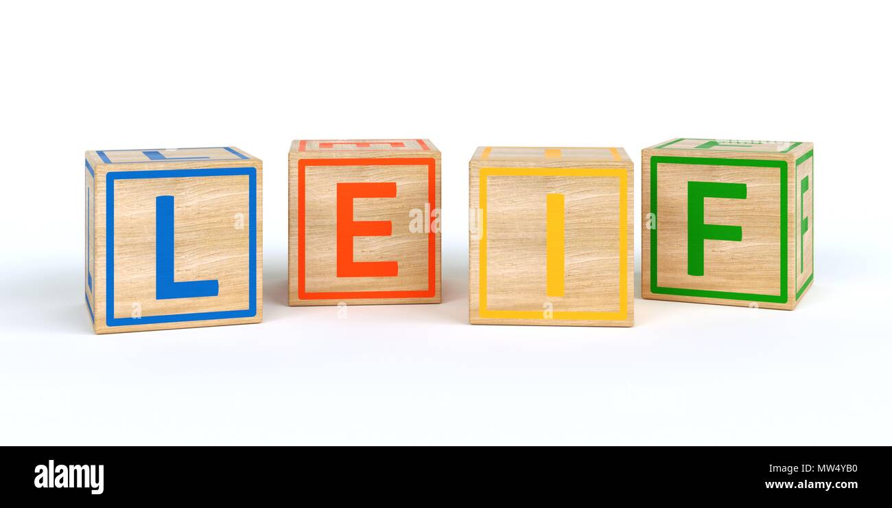 The name leif written with Isolated wooden toy cubes Stock Photo Alamy