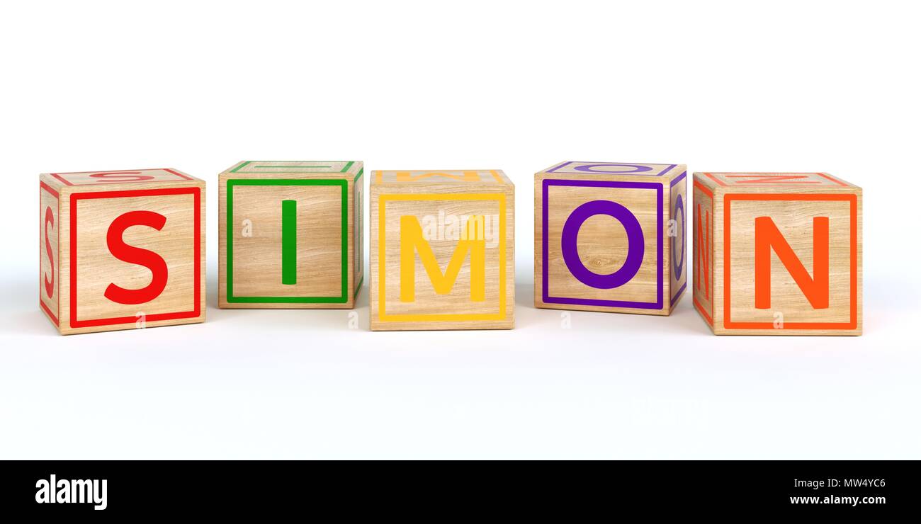 The name simon written with Isolated wooden toy cubes Stock Photo Alamy
