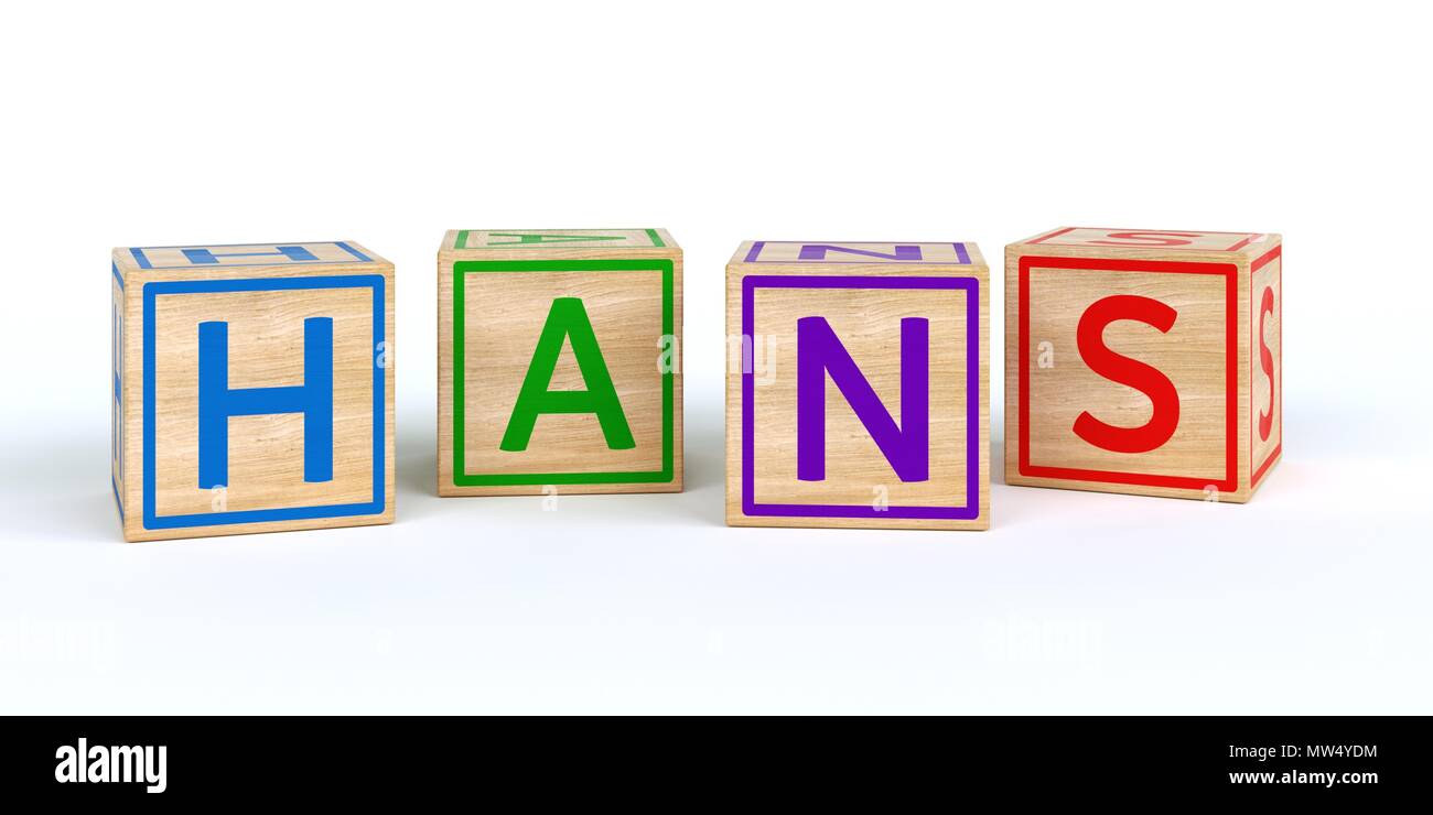 The name hans written with Isolated wooden toy cubes Stock Photo Alamy