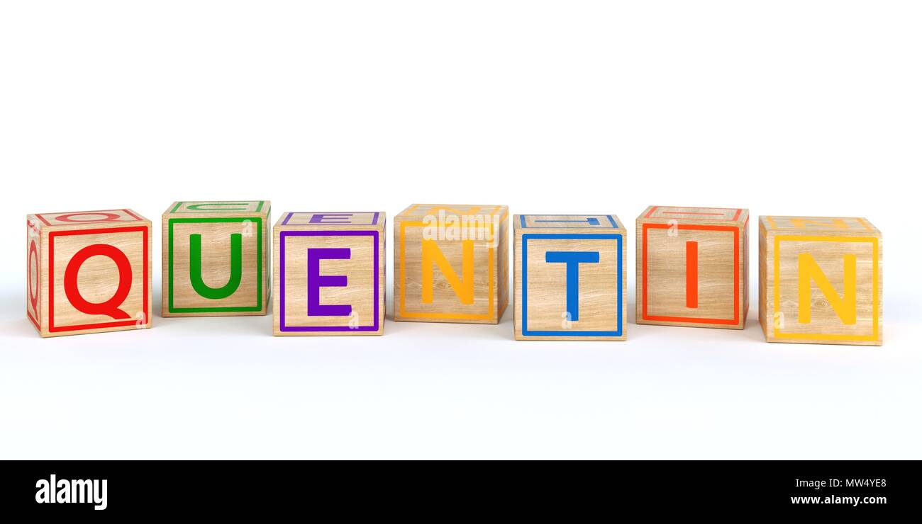 The name quentin written with Isolated wooden toy cubes Stock Photo Alamy