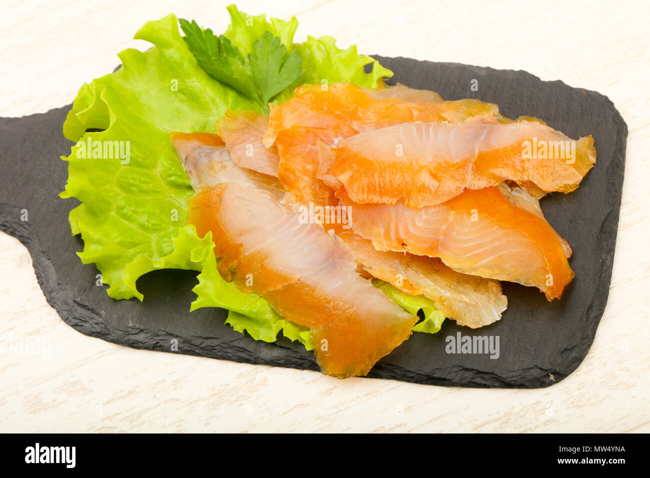 Smoked catfish fillet carpaccio Stock Photo Alamy