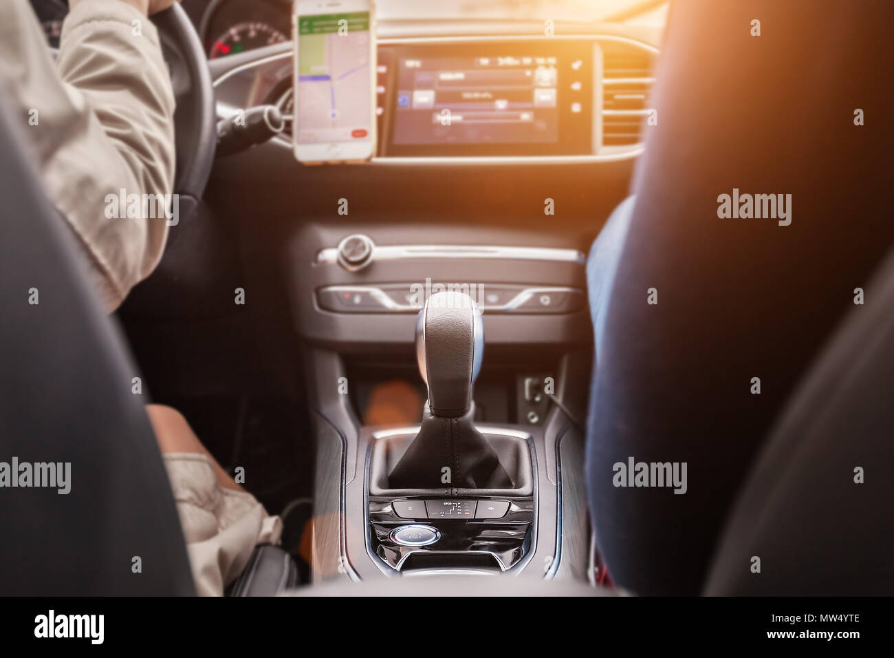 gear shift of a luxury car Stock Photo