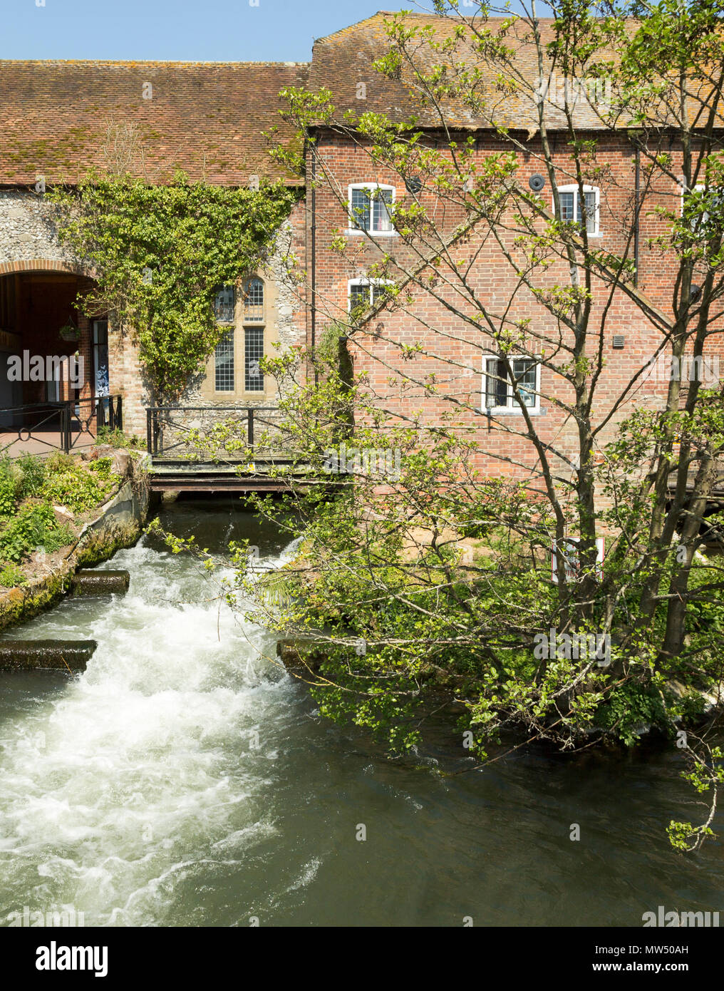 Former water mill and millstream, River Avon, town centre of Salisbury