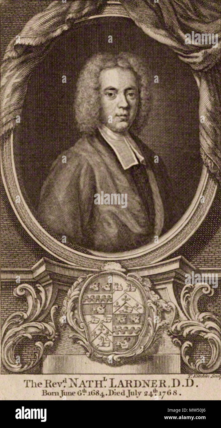 . English: Nathaniel Lardner (1684-1768) . circa 1768. Engraving by Thomas Kitchin 438 Nathaniel Lardner Stock Photo