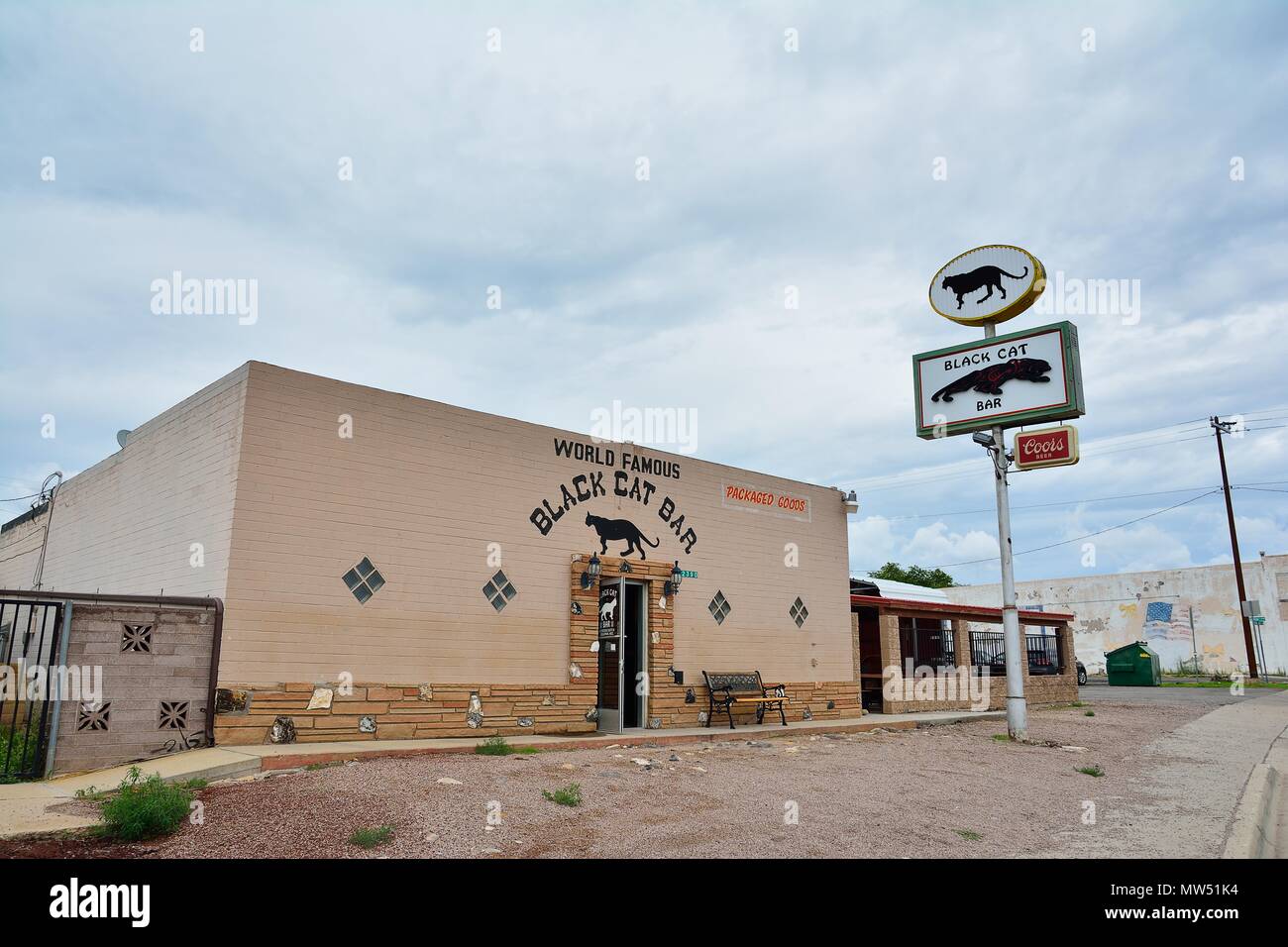 Seligman, AZ, USA July 24, 2017 Black Cat Bar is located at Seligman