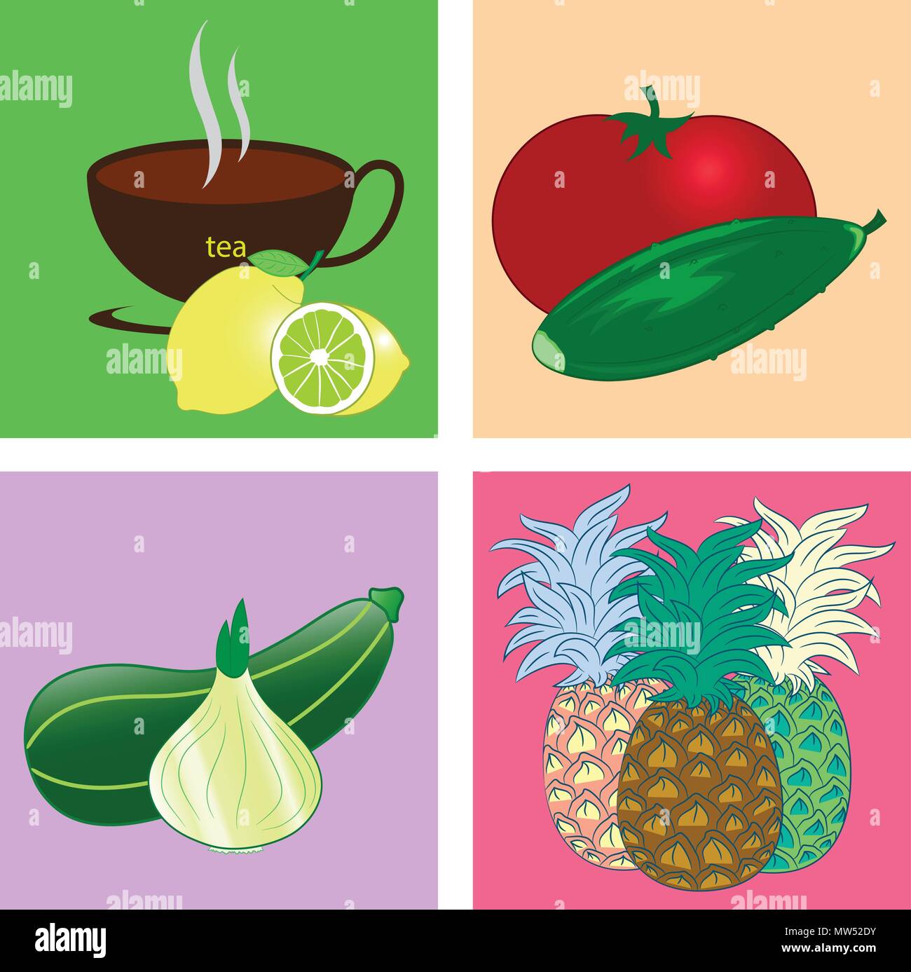 vegetables fruit vector colorful illustration Stock Vector Image & Art ...