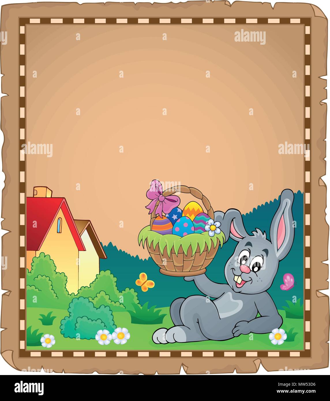 Parchment with Easter bunny topic 2 - eps10 vector illustration Stock ...