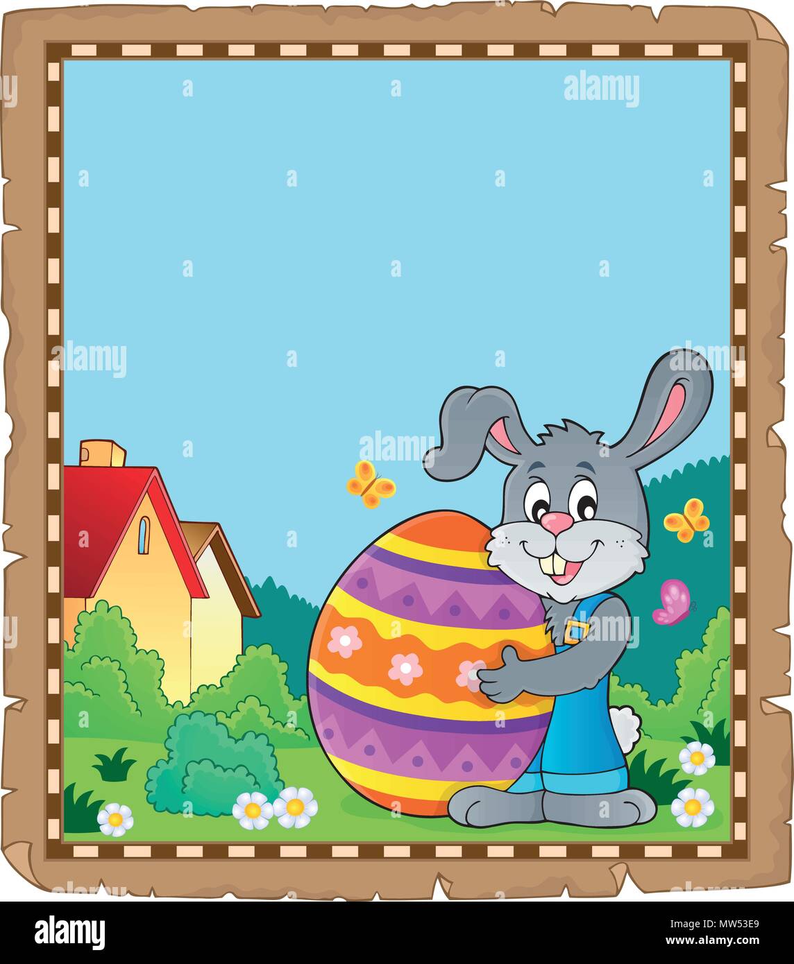 Parchment with Easter bunny topic 6 - eps10 vector illustration Stock ...