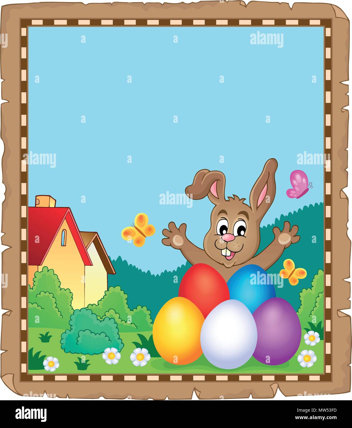 Parchment with Easter bunny topic 8 - eps10 vector illustration Stock ...