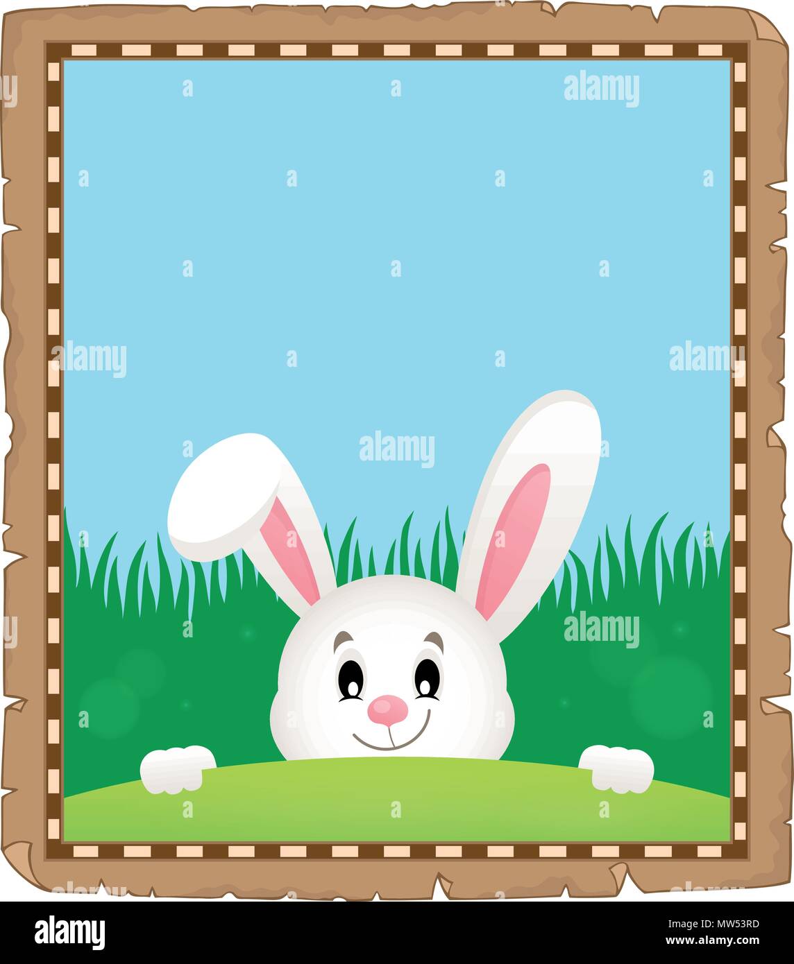 Parchment with lurking Easter bunny 3 - eps10 vector illustration Stock ...