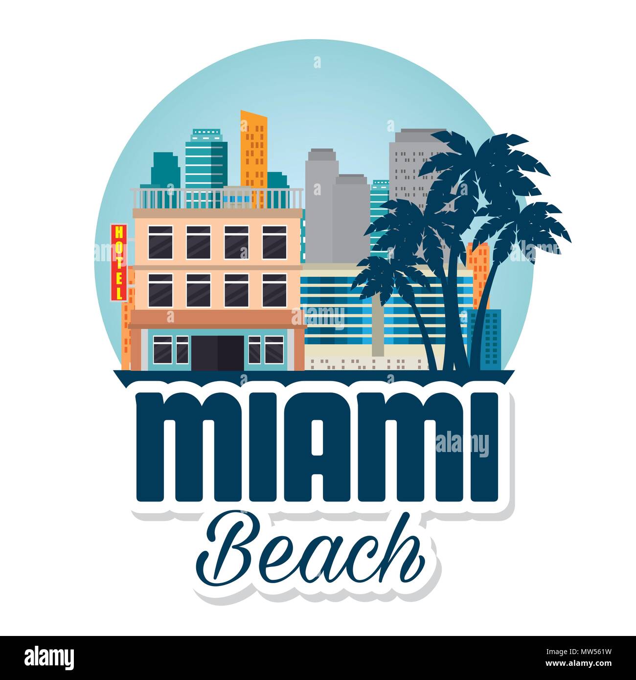 miami beach cityscape scene Stock Vector Image & Art Alamy