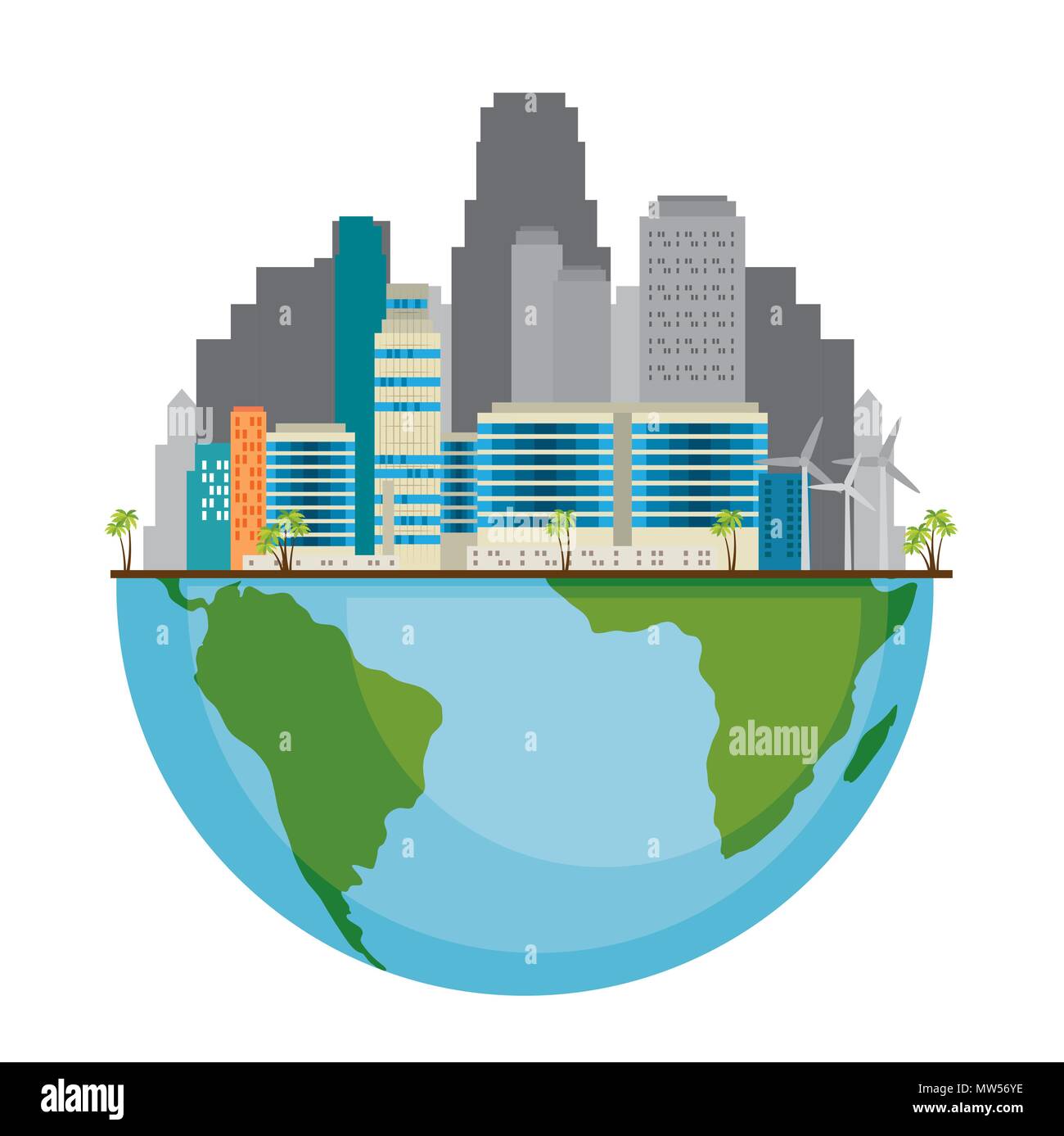ecology green city with earth planet Stock Vector Image & Art - Alamy