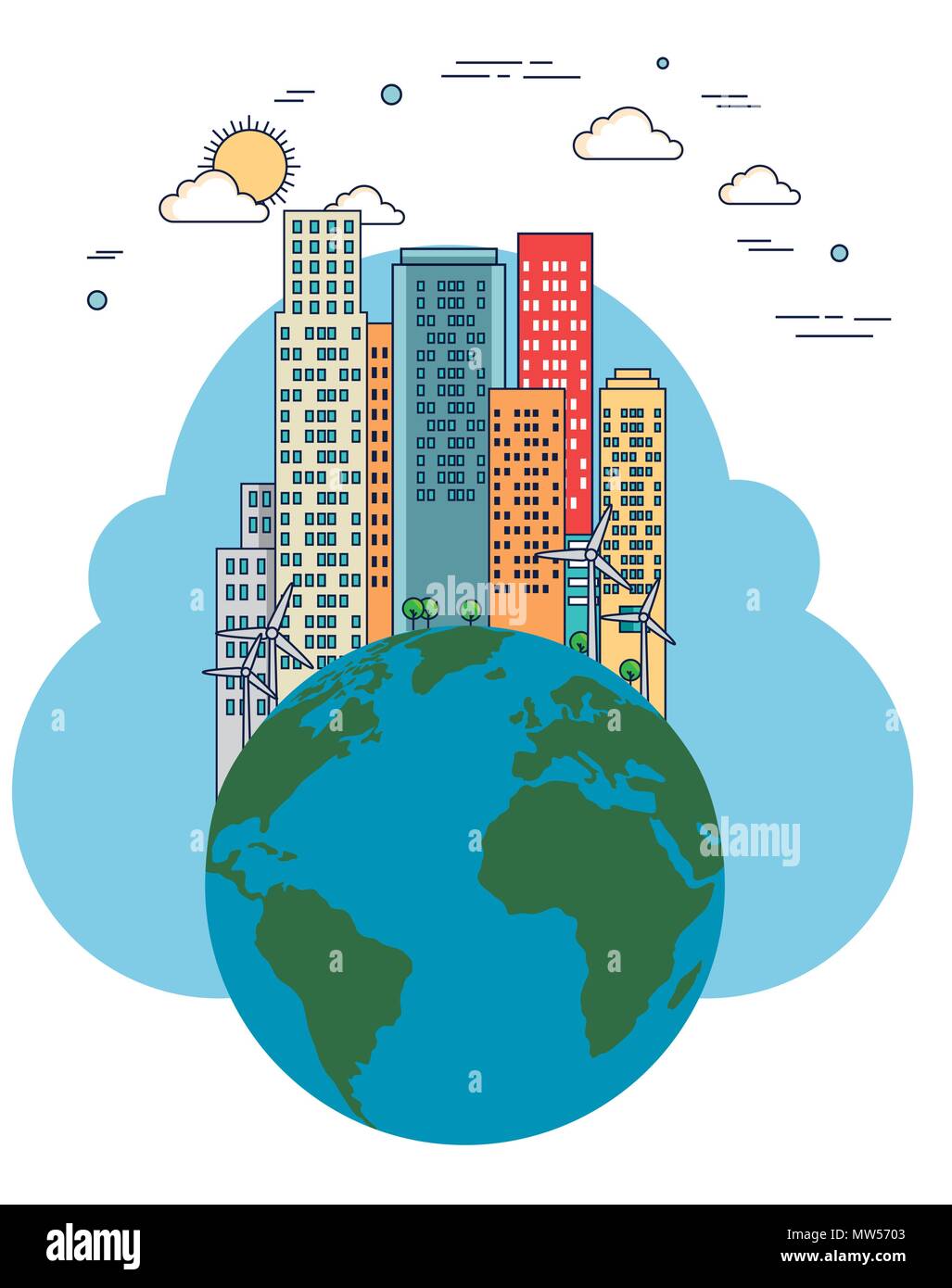 ecology green city with earth planet Stock Vector Image & Art - Alamy