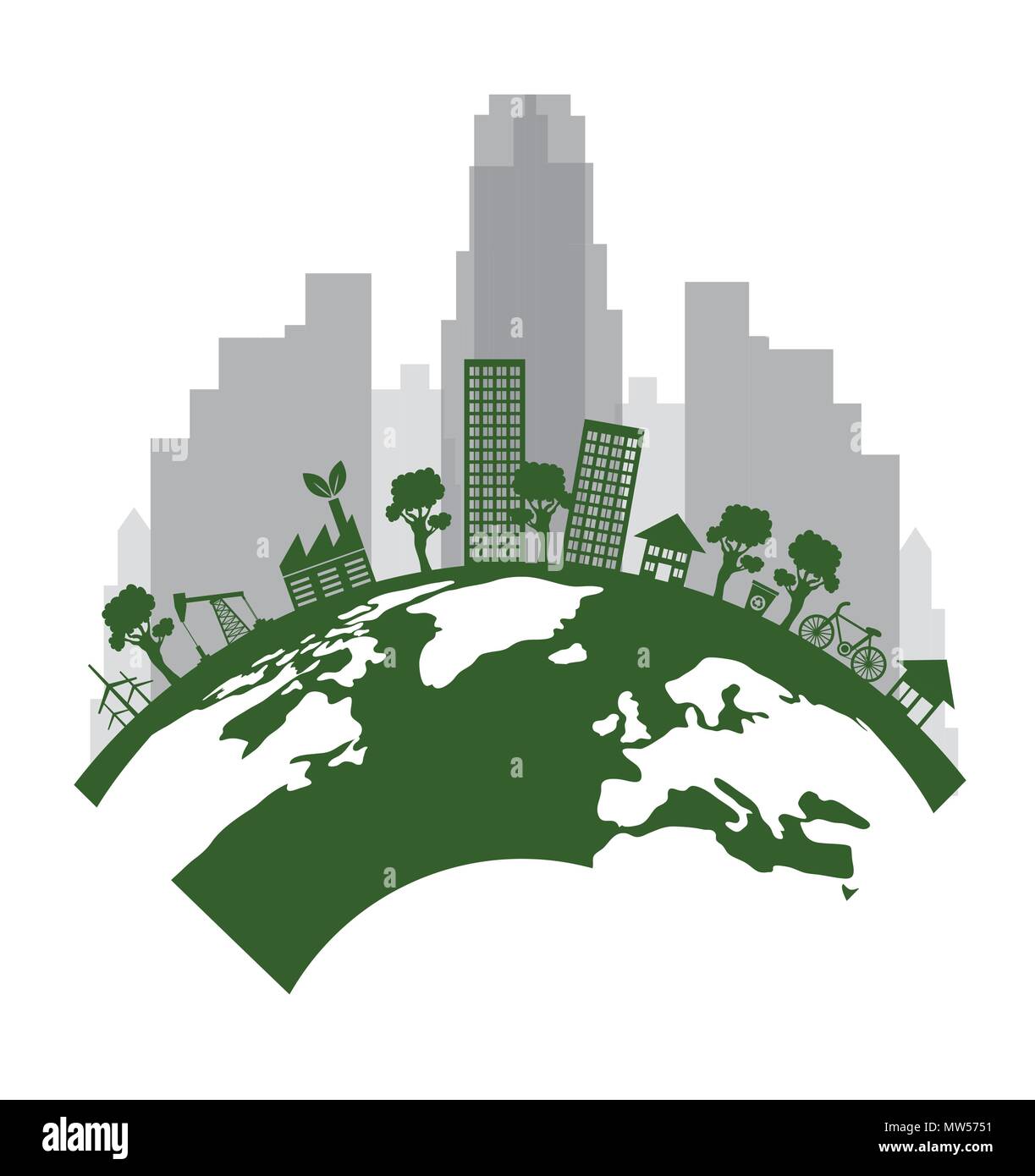 ecology green city with earth planet Stock Vector Image & Art - Alamy