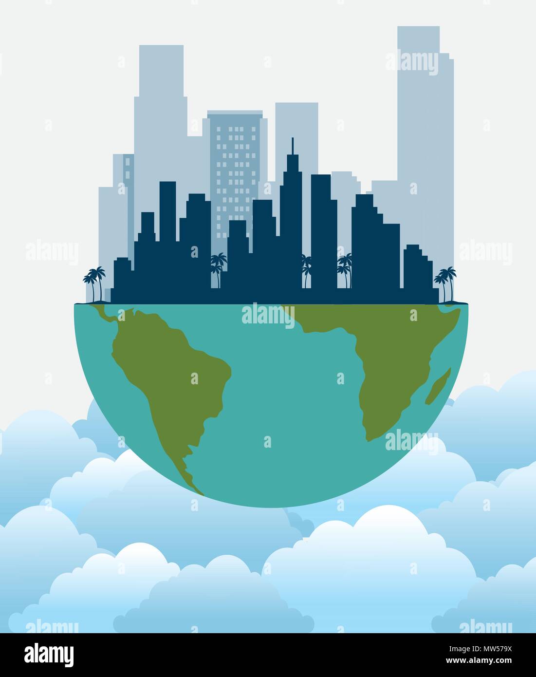 ecology green city with earth planet Stock Vector Image & Art - Alamy