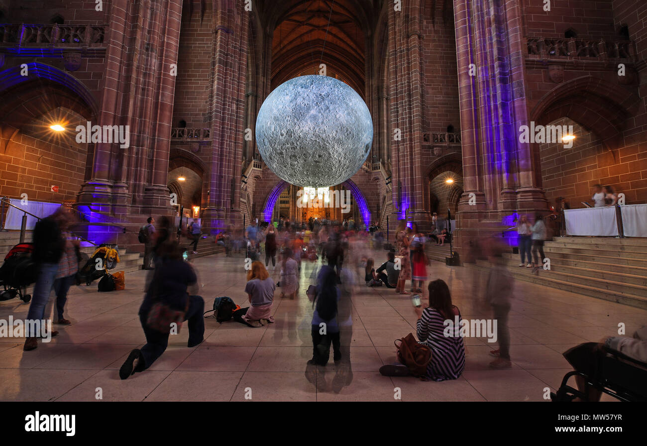 Luke Jerram's 'Museum of the Moon' at Liverpool Cathedral, a 23ft ...