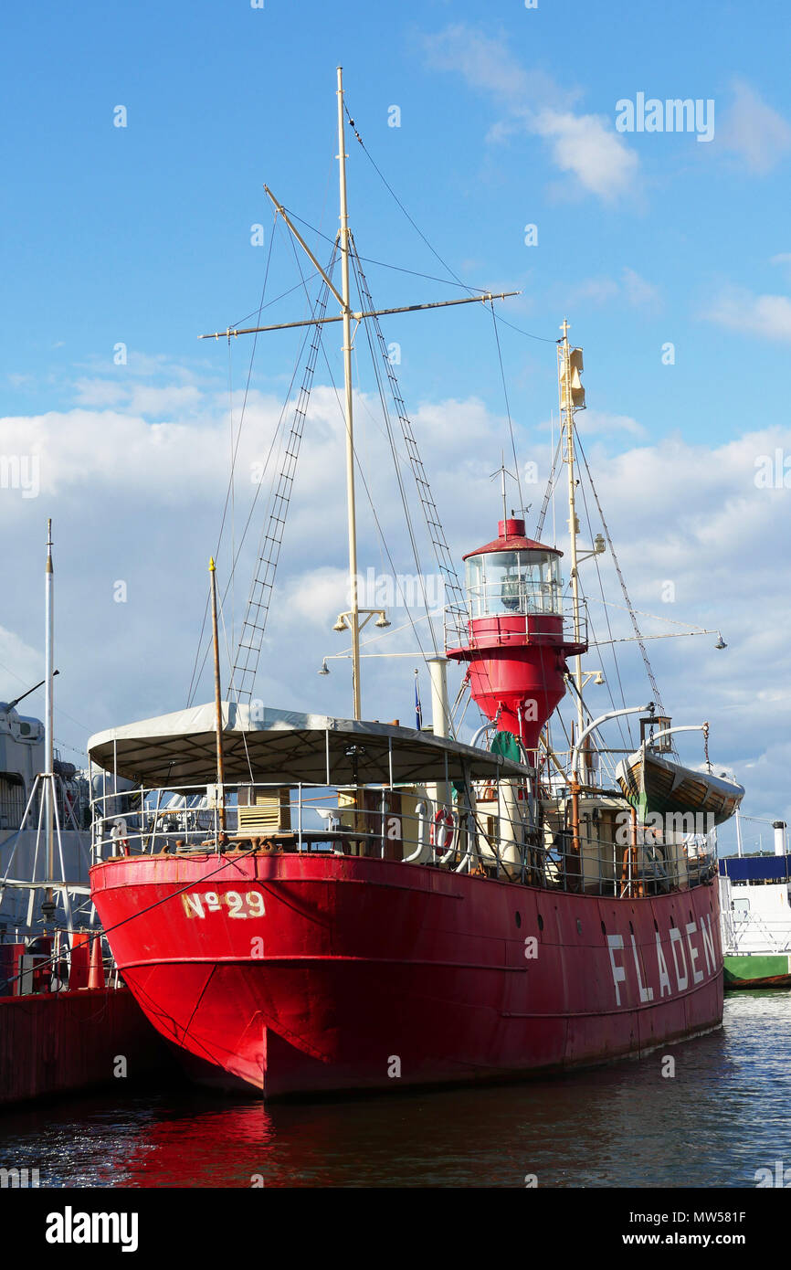 The lightship Fladen in the Maritiman maritime museum in Gothenburg Stock Photo