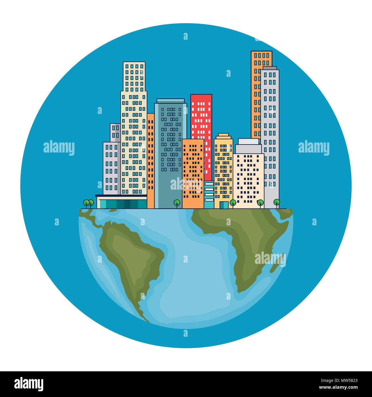 ecology green city with earth planet Stock Vector Image & Art - Alamy