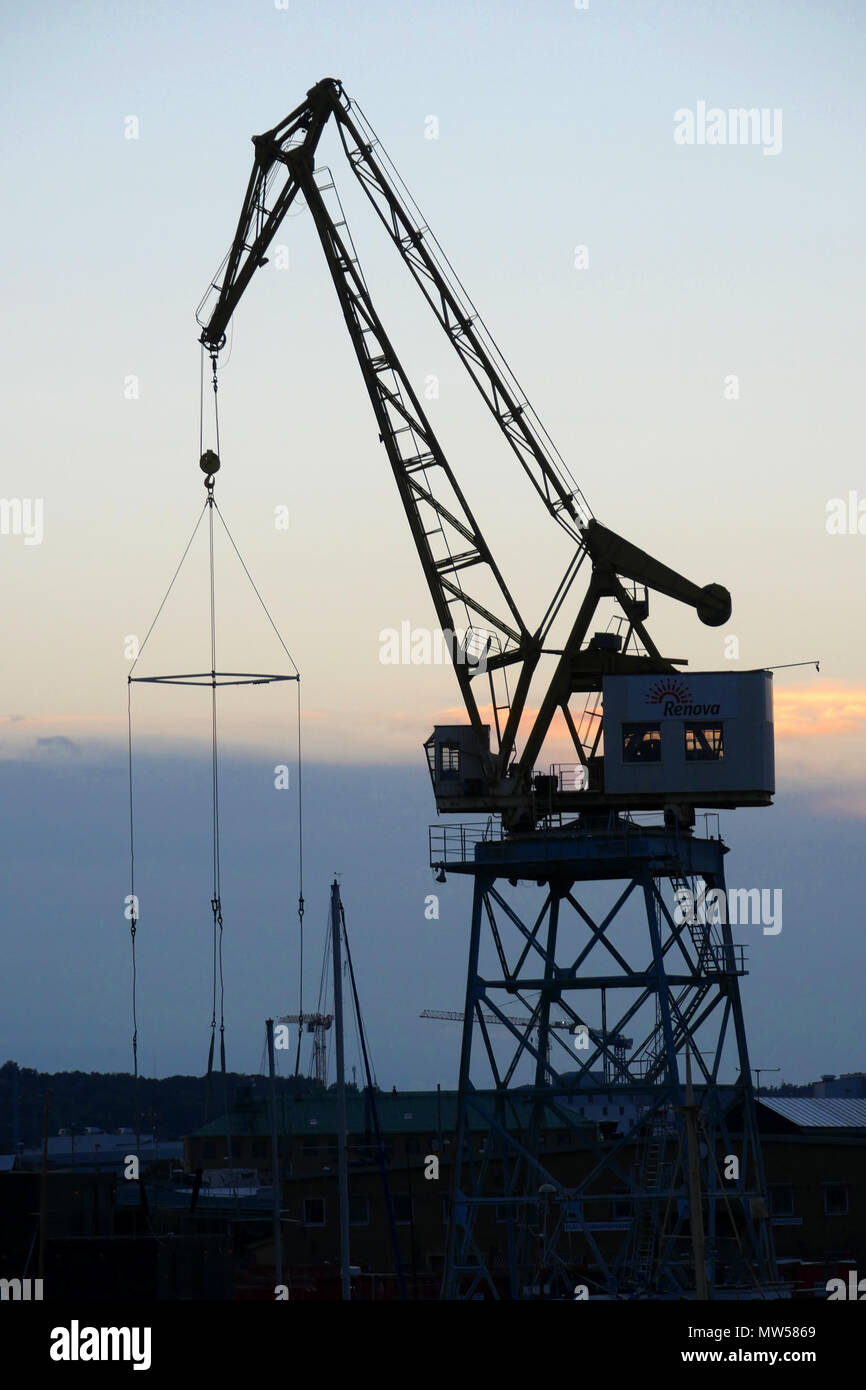 A crane silhouette, Gothenburg Stock Photo