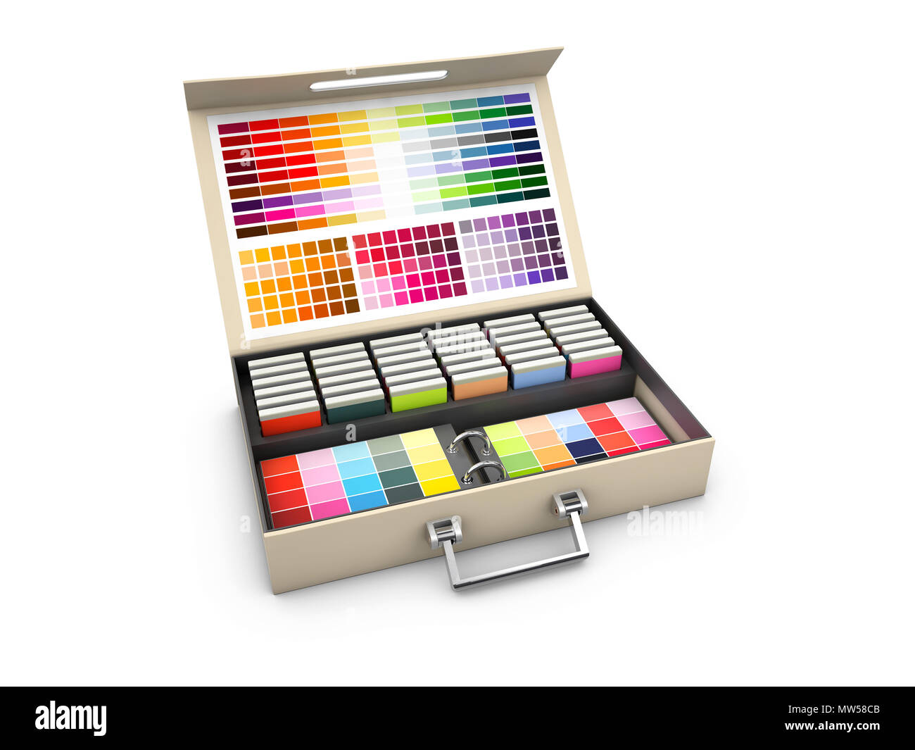 Color box palette guide on white background 3d Illustration Stock