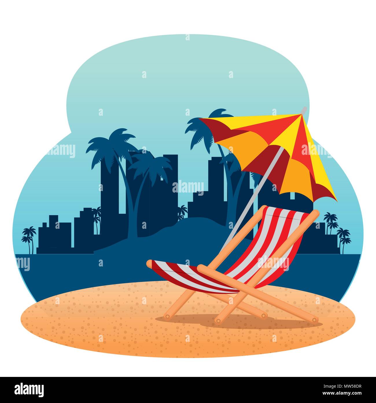 tropical beach summer scene Stock Vector