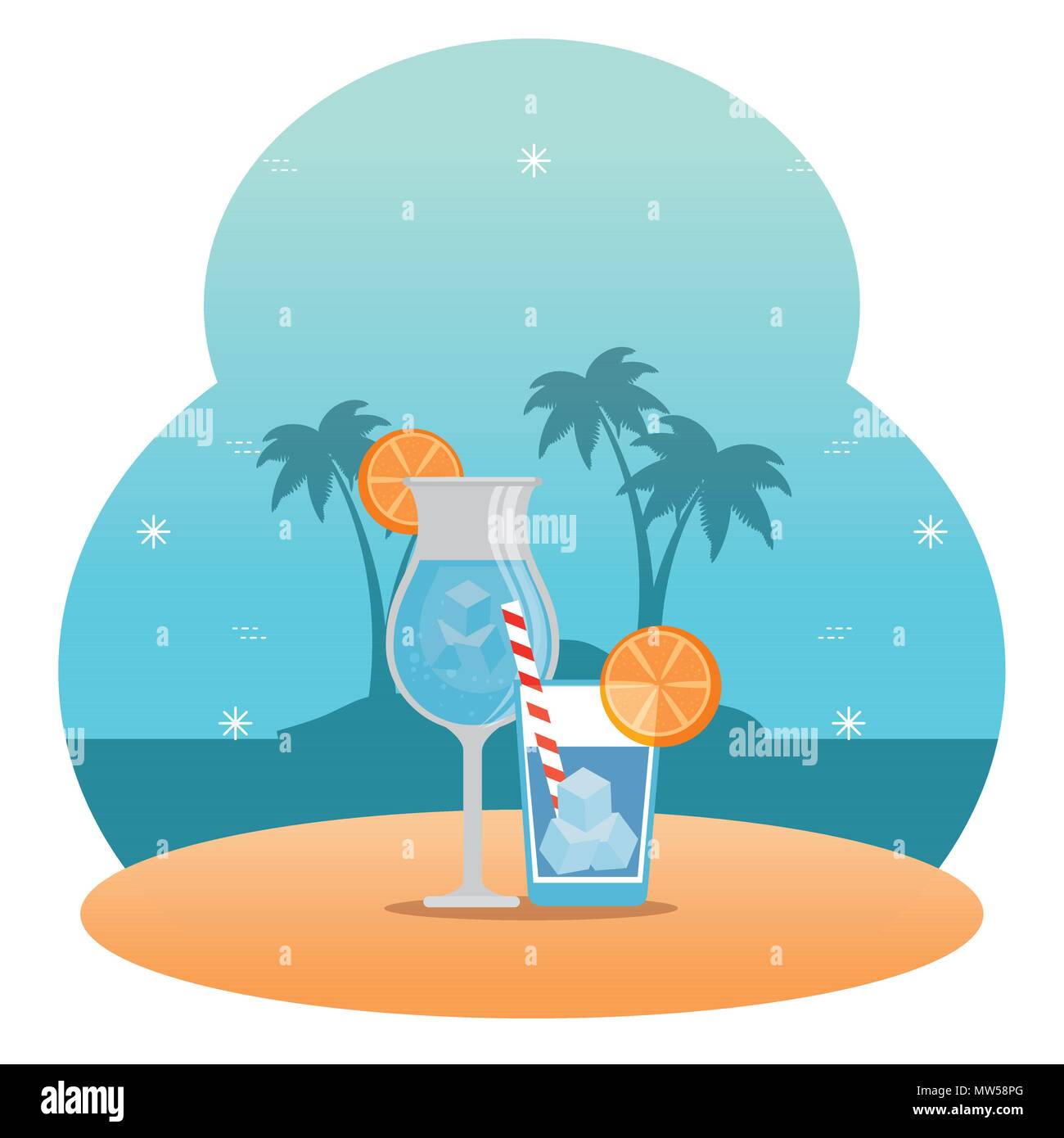 tropical beach summer scene Stock Vector