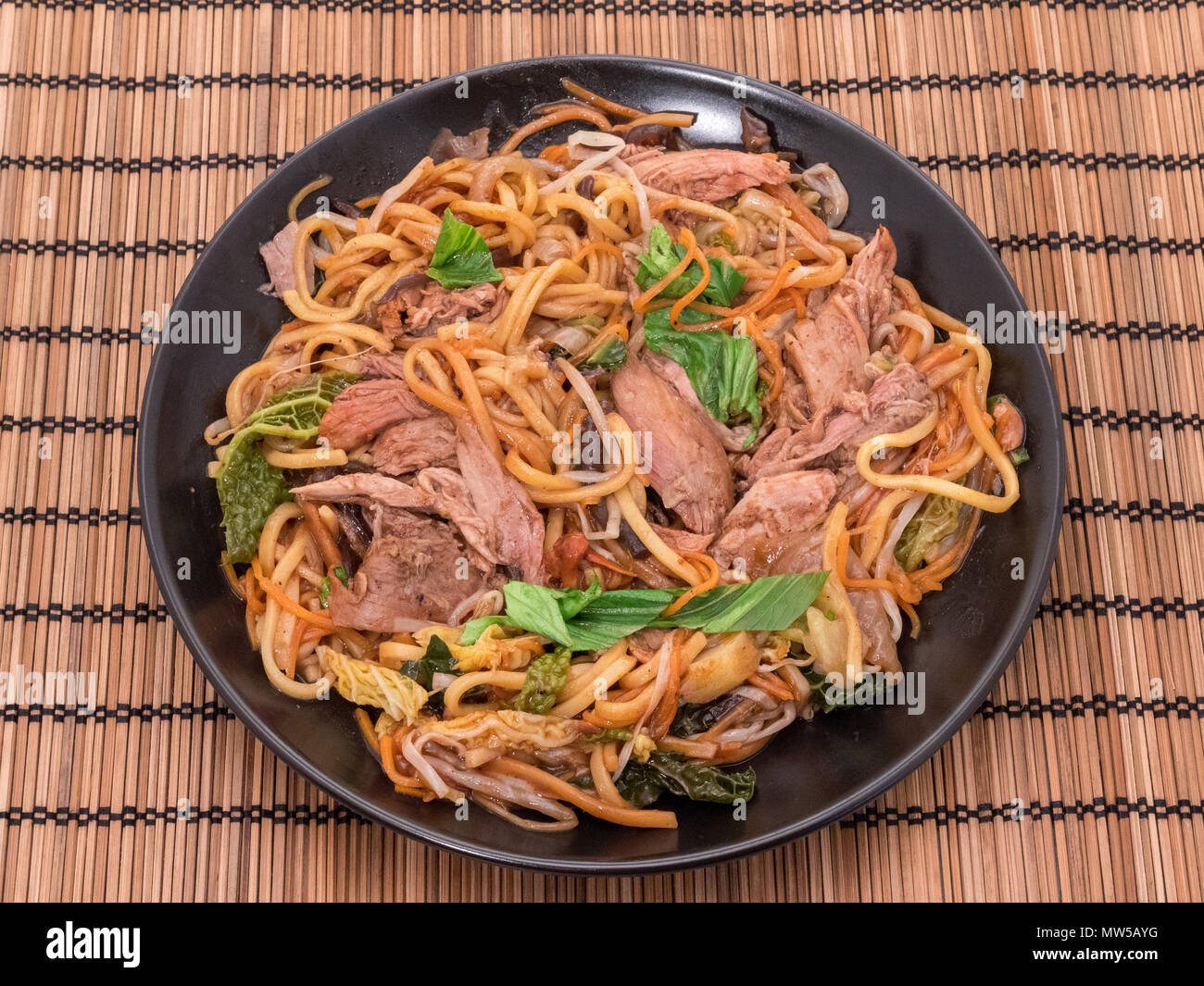 Hoisin duck with noodles Stock Photo - Alamy