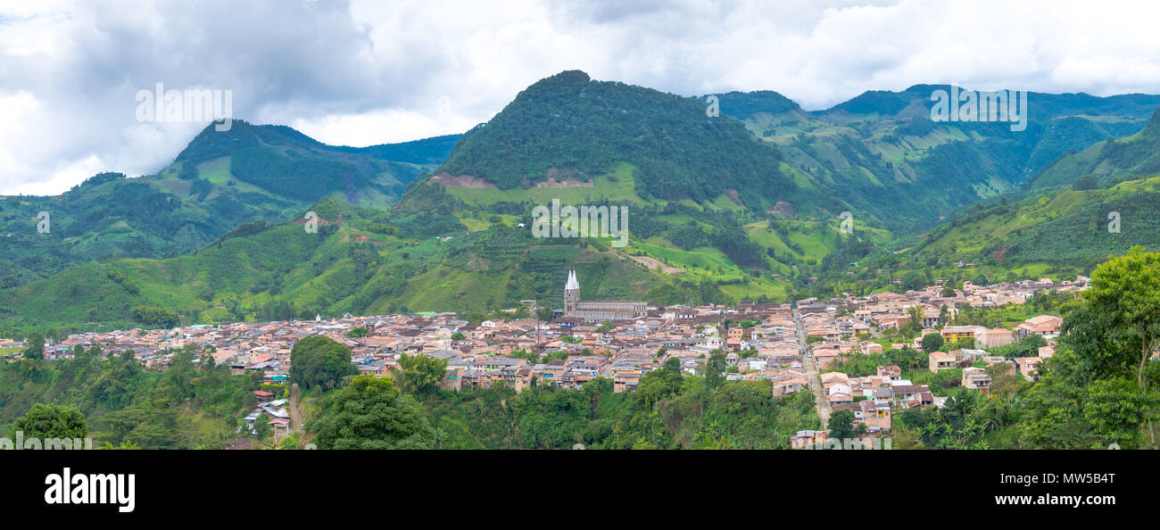 Panoramic view of the Village Jardín, Antioquia, Colombia Stock Photo
