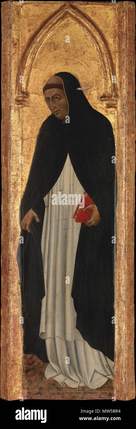 .  English: Giovanni di Paolo (Giovanni di Paolo di Grazia) (Italian, Siena 1398–1482 Siena) The Blessed Ambrogio Sansedoni, 1447–65, Tempera on wood, gold ground; Overall, with engaged frame, 20 5/8 x 7 in. (52.4 x 17.8 cm); painted surface 19 1/4 x 4 7/8 in. (48.9 x 12.4 cm) The Metropolitan Museum of Art, New York, Robert Lehman Collection, 1975 (1975.1.56) http://www.metmuseum.org/Collections/search-the-collections/458996 . between 1447 and 1465.    Giovanni di Paolo  (1403–1482)    Alternative names Giovanni di Paolo di Grazia; Giovanni Di Paolo Di Grazi; Giovanni dal Poggio; Giovanni; Gi Stock Photo