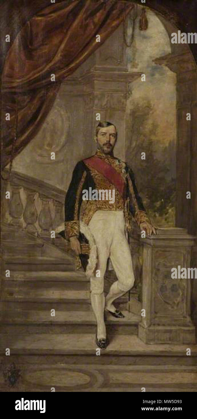 . English: Portrait of the Rt. Hon. Sir Edward Malet. Full length, standing, wearing uniform . 1895. Waldi Sichelkow 560 Sir Edward Baldwin Malet (Sichelkow) Stock Photo