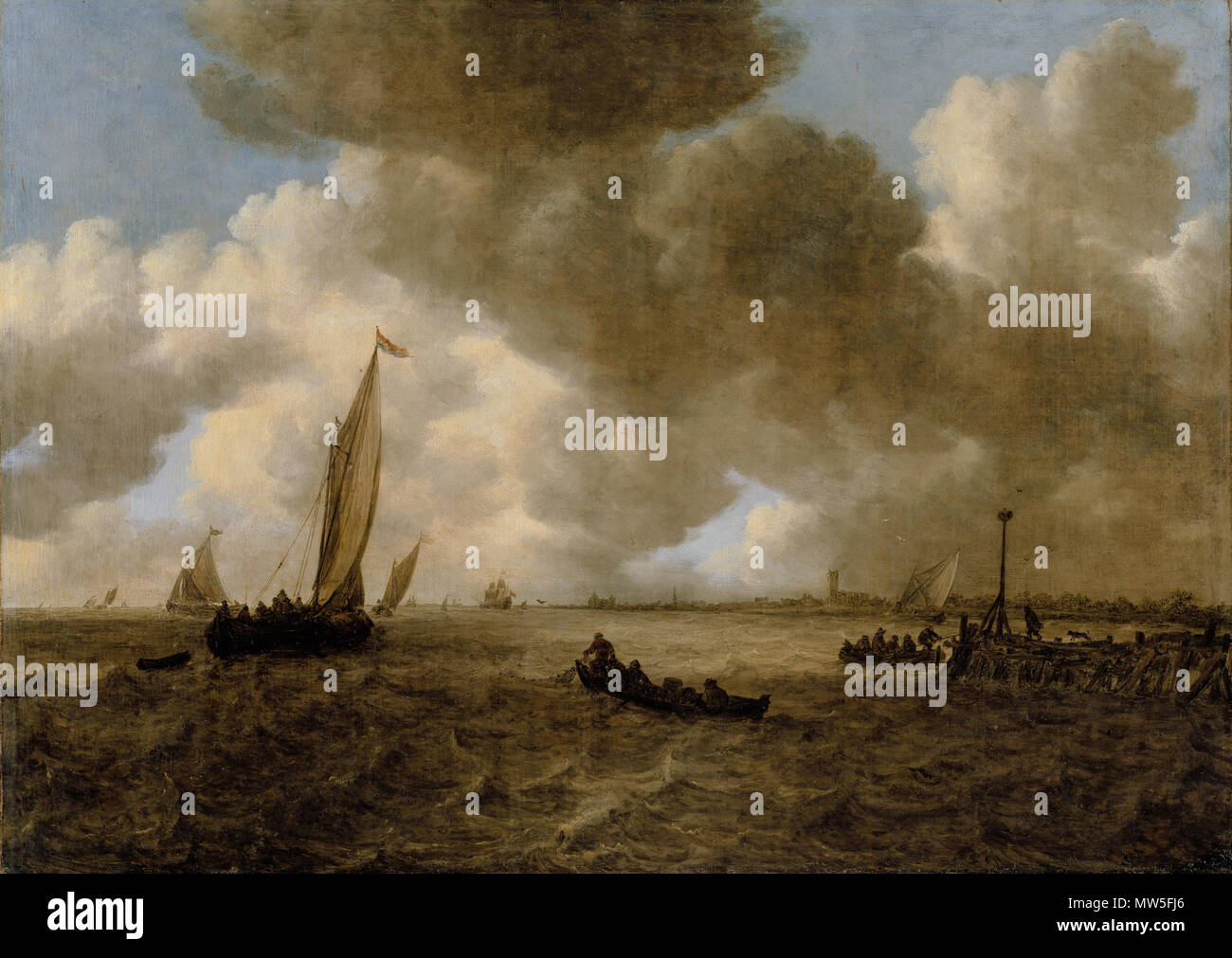 43 An van Goyen (1596–1656)- A Stormy Seascape - Myrskyinen merimaisema - Stormigt hav (29178839560) Stock Photo