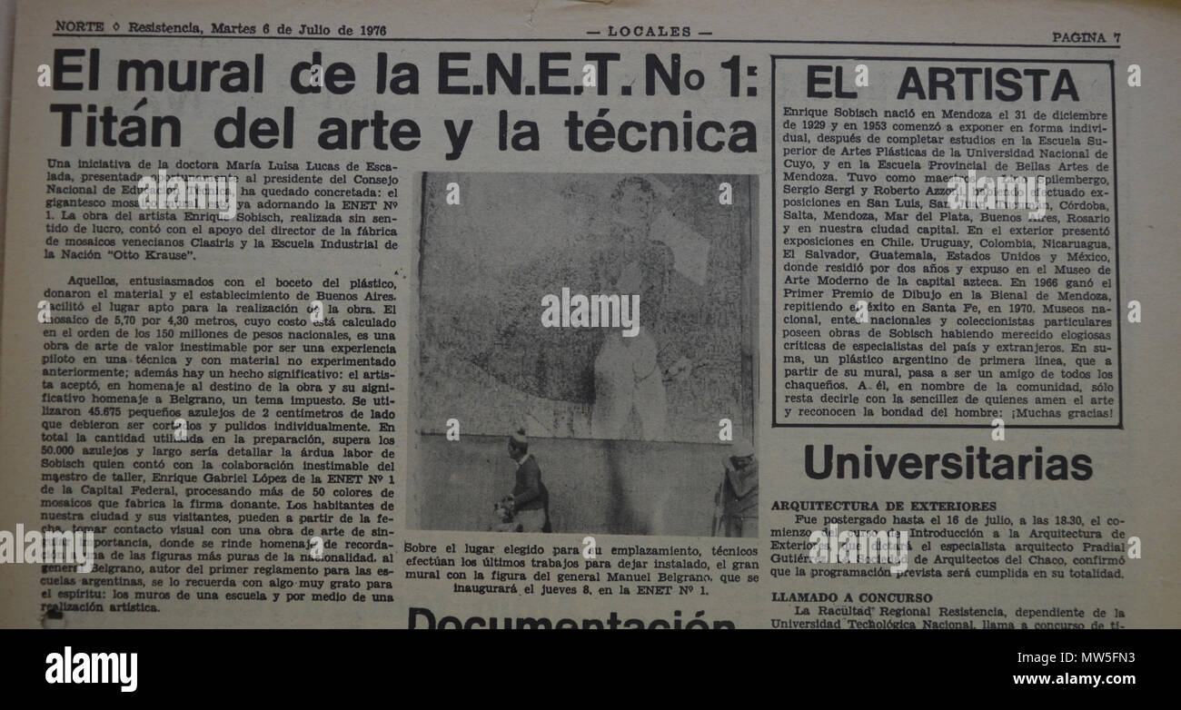 . Español: Inauguración del murl . 6 July 1976, 06:30:56. Diario Norte 448 Norte - 06-07-76 Stock Photo