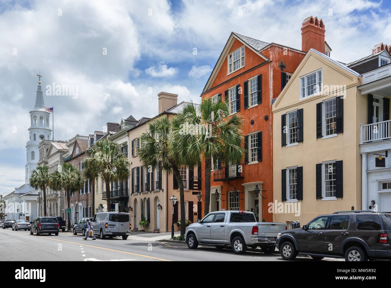 Colorful street in Charleston South Carolina Stock Photo