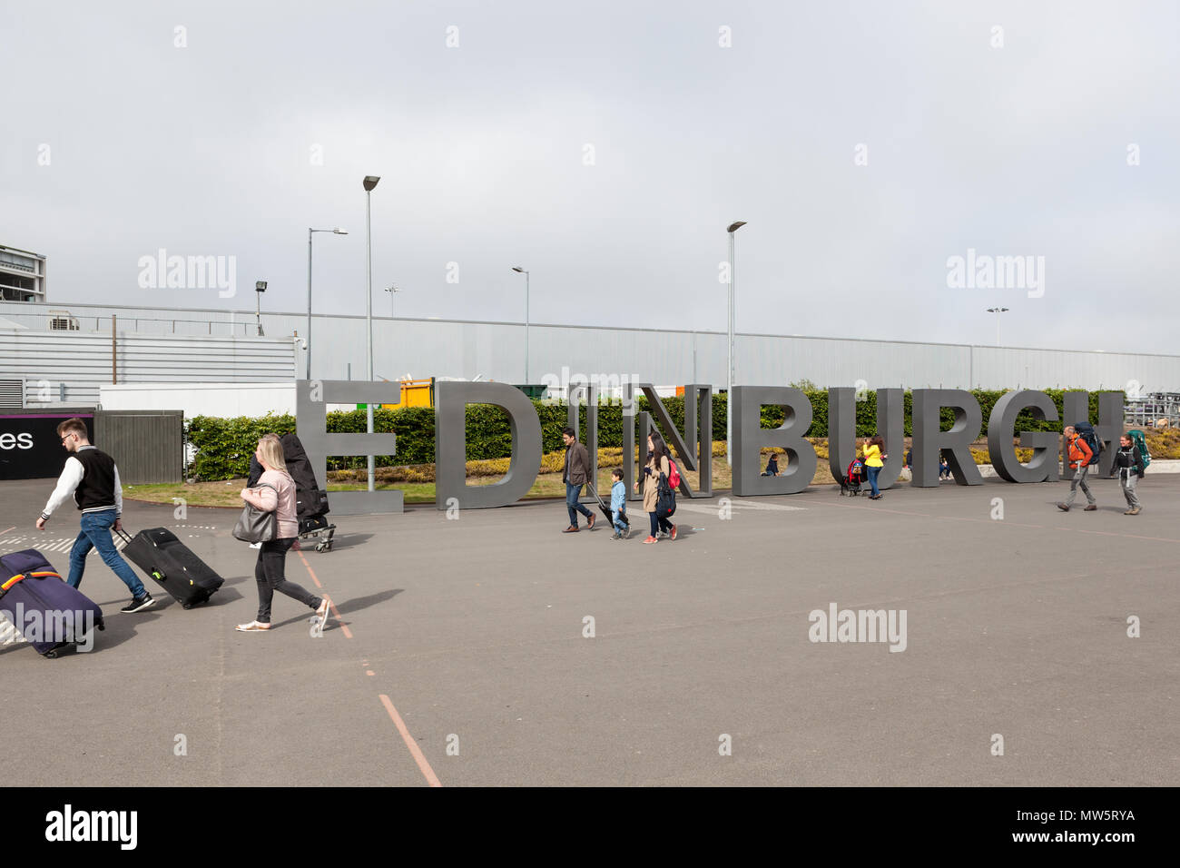 Large Edinburgh lettering sign outside Edinburgh airport, Scotland, UK Stock Photo