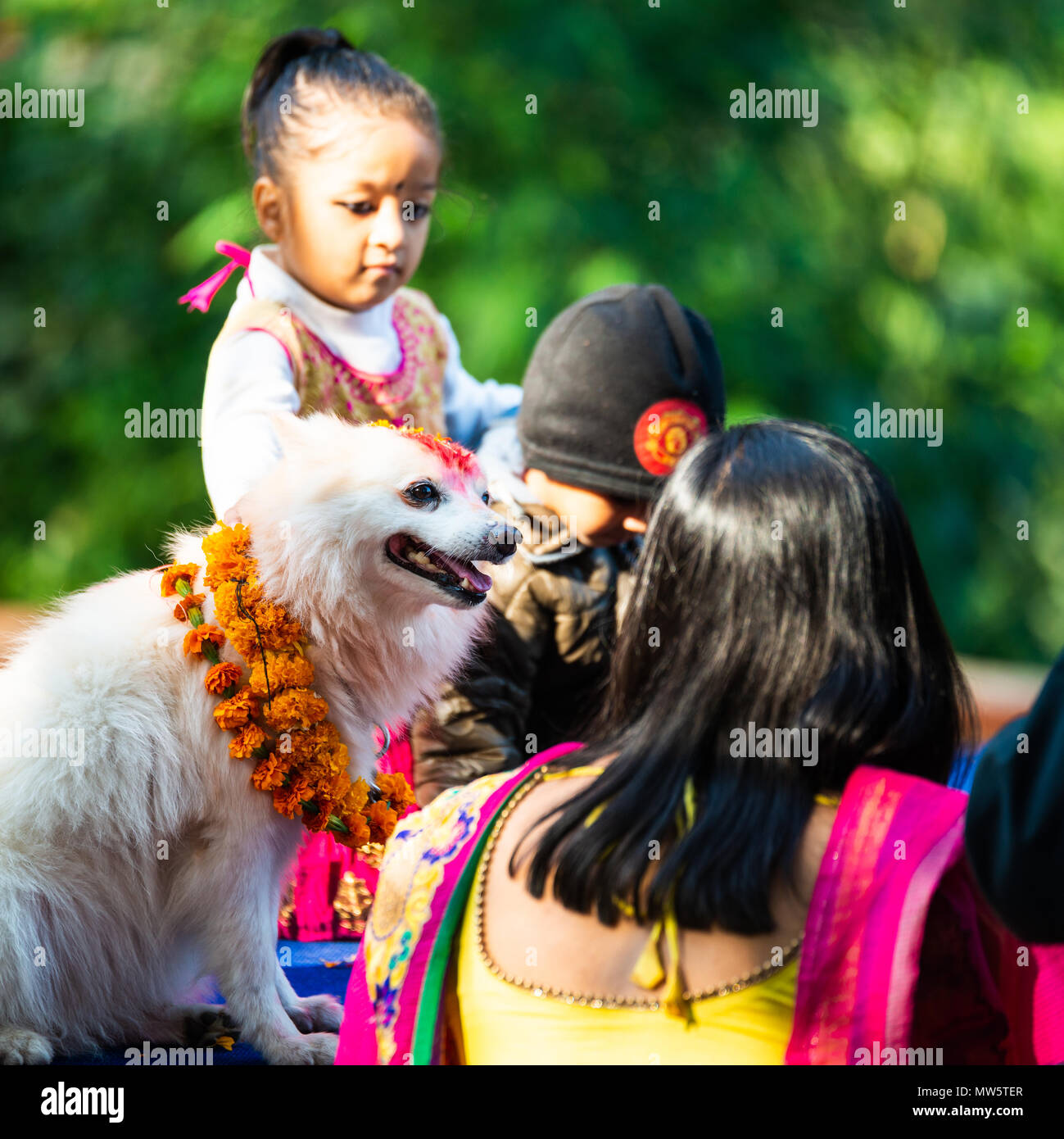 KATHMANDU, NEPAL OCTOBER 29, 2016 Nepal police celebrates Kukur