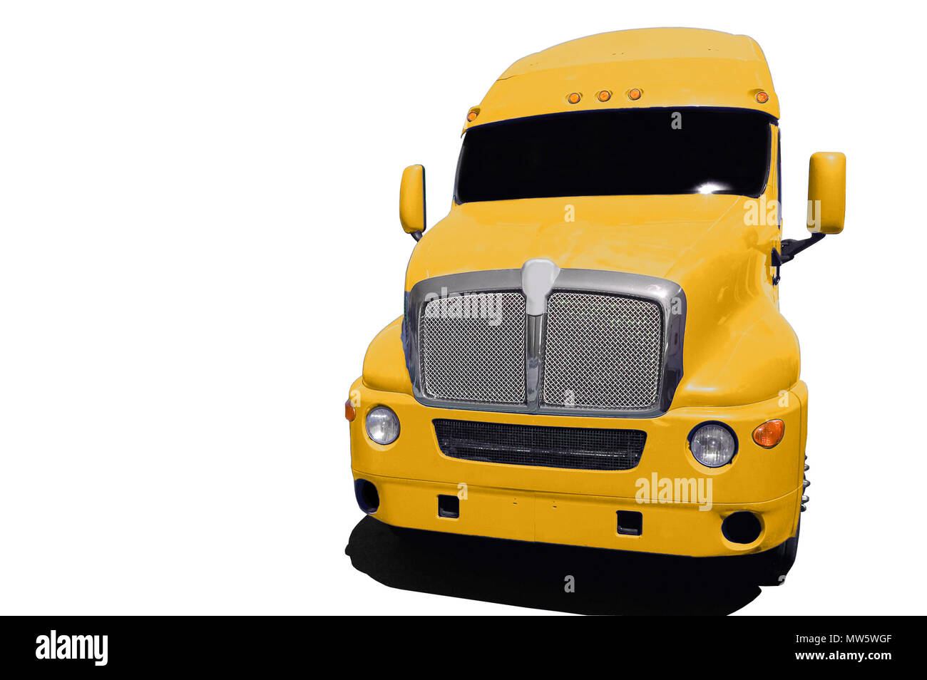 Big yellow semi truck isolated on a white background Stock Photo Alamy