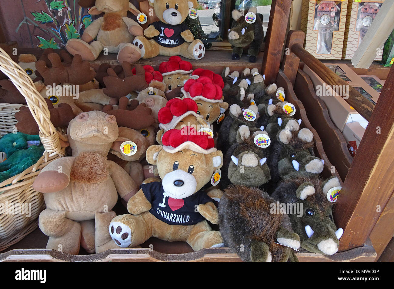 Black forest souvenirs at a souvenir shop, Triberg, Black Forest, Baden-Wuerttemberg, Germany, Europe Stock Photo