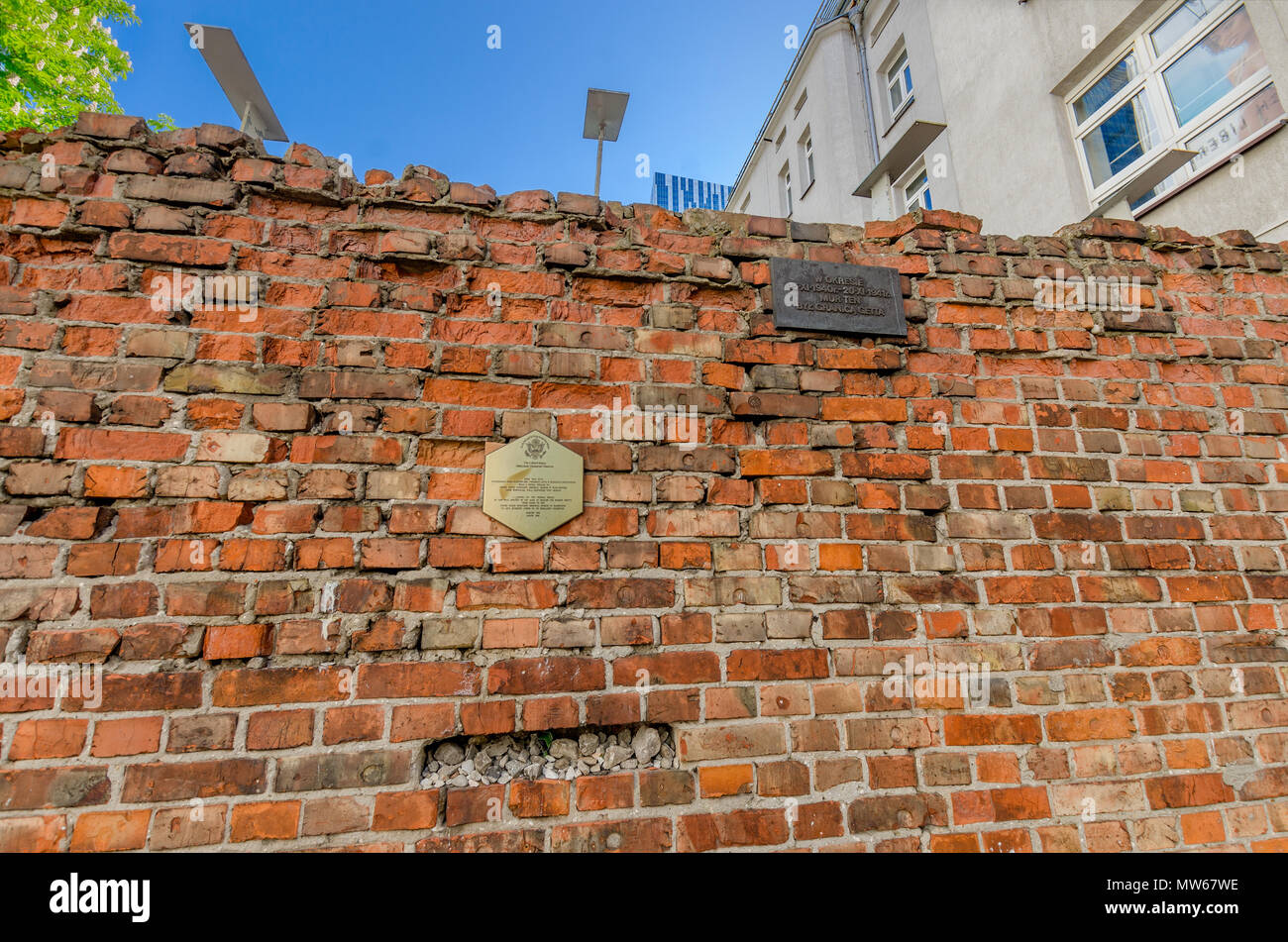 Warsaw, Poland. Remains of the ghetto wall in the center of Warsaw Stock  Photo - Alamy