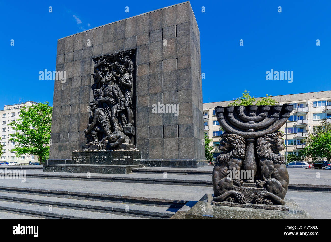 Warsaw, Poland. The Monument to the Ghetto Heroes, designed by Natan Rapaport. Stock Photo
