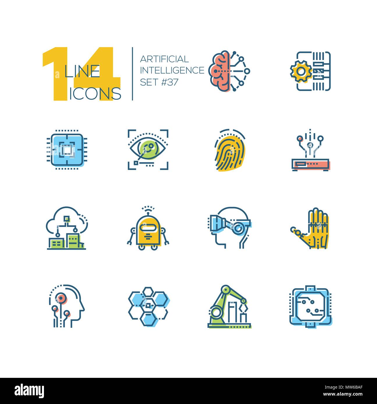 Artificial intelligence concept icons set hi-res stock photography and ...