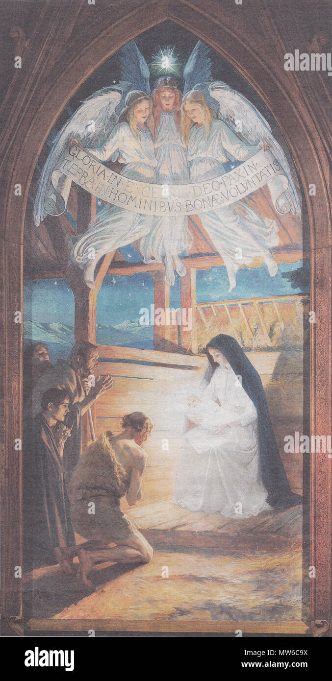 . Svenska: Herdarnas tillbedjan, målad av Albert Edelfelt 1892-94, finns i Trefaldighetskyrkan i Vasa. . 1892-94.. Albert Edelfelt. 275 Herdarnas tillbedjan Stock Photo