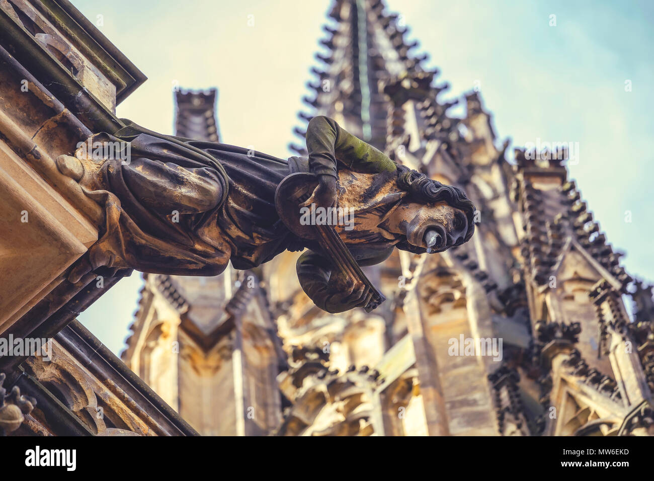 Gargoyle on St Vitus Cathedral, Prague, Czech Republic. They guard and