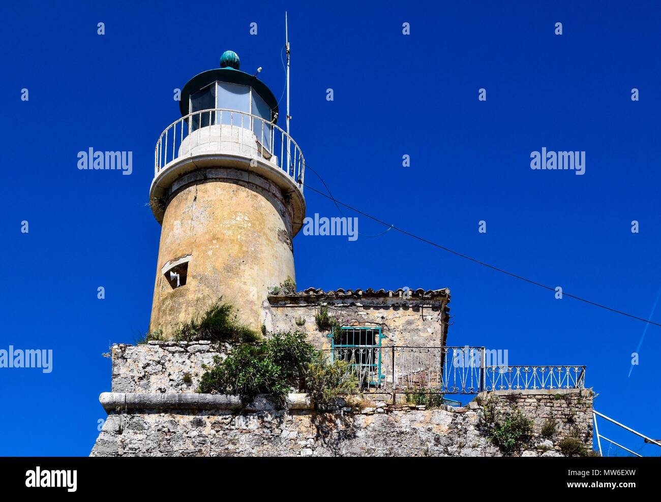 Old Fortress Lighthouse Corfu Stock Photo