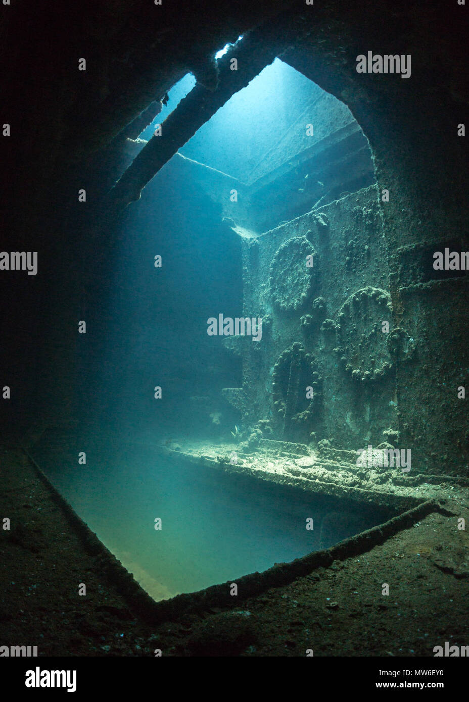 Inside the Fang Ming Wreck, Sea of Cortez Stock Photo