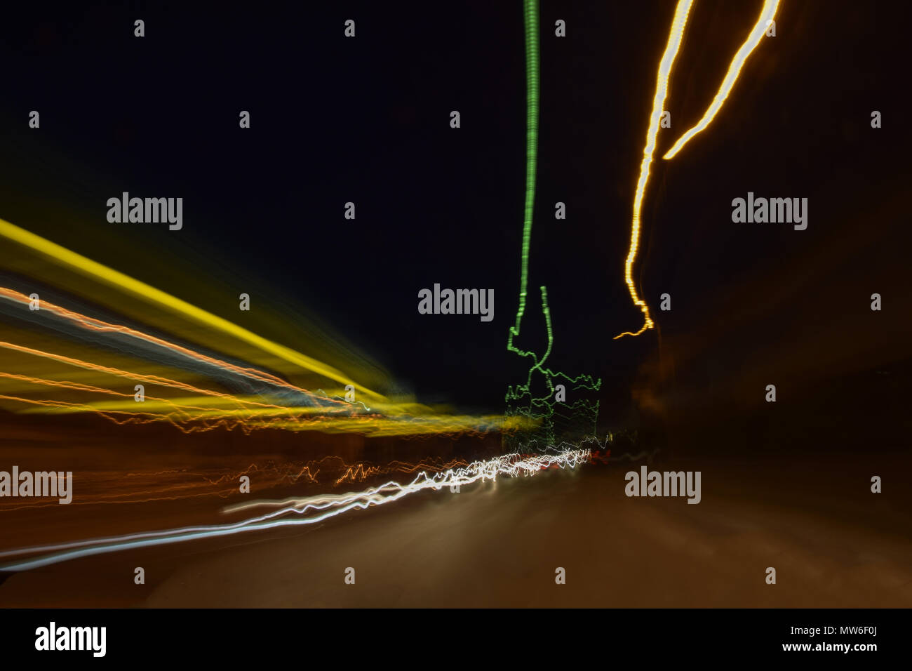 abstract image of street lights by night Stock Photo